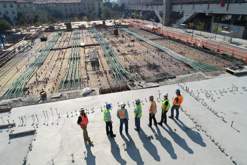 Construction site with formwork and site crew in progress