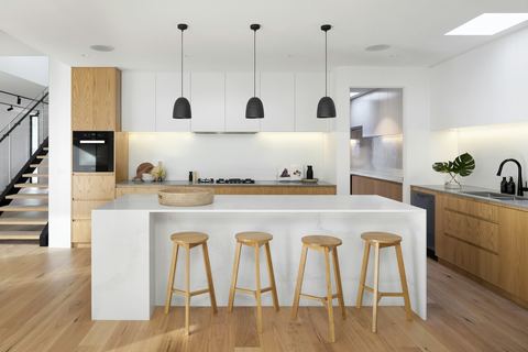 Kitchen with stone island bench